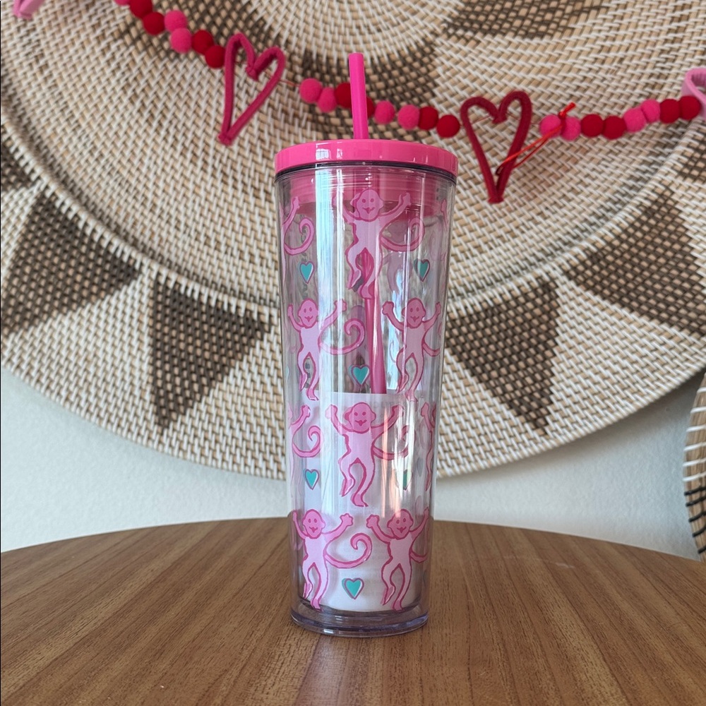 RARE & VIRAL Starbucks Roller Rabbit Pink Monkey 24oz Cold Cup Tumbler